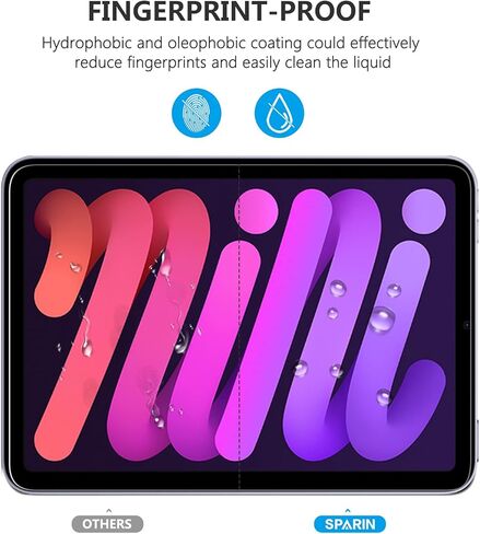 3 عبوات من واقي شاشة SPARIN متوافق مع iPad Mini 6 2021 مقاس 8.3 بوصة، واقي شاشة من الزجاج المقوى لجهاز iPad Mini الجيل السادس، استجابة عالية in Kuwait