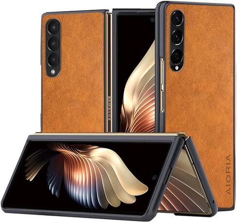 AIORIA for Samsung Galaxy Z Fold 4 Case Leather Phone Cover Retro Design Full Protective Case for Samsung Galaxy Z Fold 4 Z Fold4 5G (Orange) in Saudi Arabia