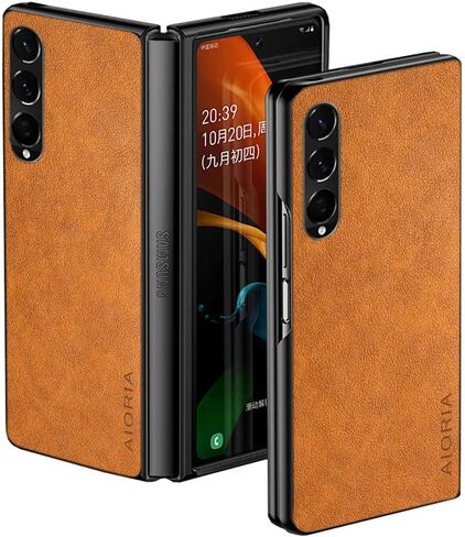 AIORIA for Samsung Galaxy Z Fold 4 Case Leather Phone Cover Retro Design Full Protective Case for Samsung Galaxy Z Fold 4 Z Fold4 5G (Orange) in Saudi Arabia
