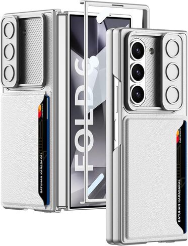 NINKI Compatible Samsung Galaxy Z Fold 6 Case with Credit Card Holder,[Slide Camera Cover] Protective Card Slot Case for Galaxy Z Fold 6 Phone Case Wallet,Samsung Z Fold 6 Case Screen Protector Silver in Saudi Arabia