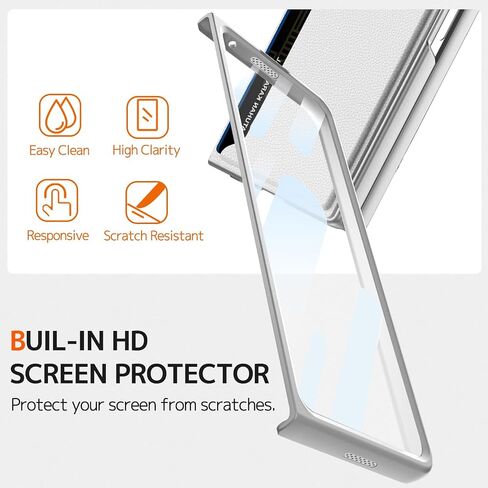 NINKI Compatible Samsung Galaxy Z Fold 6 Case with Credit Card Holder,[Slide Camera Cover] Protective Card Slot Case for Galaxy Z Fold 6 Phone Case Wallet,Samsung Z Fold 6 Case Screen Protector Silver in Saudi Arabia