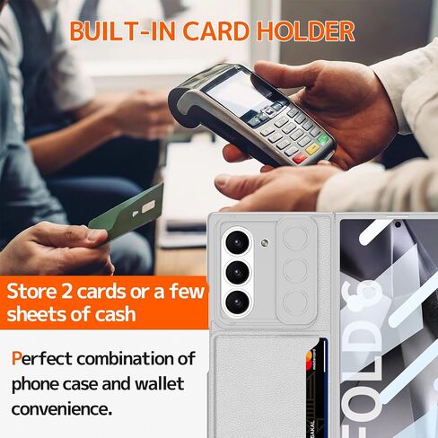 NINKI Compatible Samsung Galaxy Z Fold 6 Case with Credit Card Holder,[Slide Camera Cover] Protective Card Slot Case for Galaxy Z Fold 6 Phone Case Wallet,Samsung Z Fold 6 Case Screen Protector Silver in Saudi Arabia