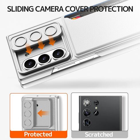 NINKI Compatible Samsung Galaxy Z Fold 6 Case with Credit Card Holder,[Slide Camera Cover] Protective Card Slot Case for Galaxy Z Fold 6 Phone Case Wallet,Samsung Z Fold 6 Case Screen Protector Silver in Saudi Arabia