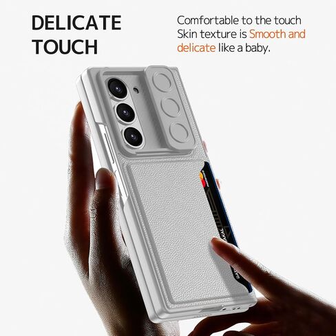 NINKI Compatible Samsung Galaxy Z Fold 6 Case with Credit Card Holder,[Slide Camera Cover] Protective Card Slot Case for Galaxy Z Fold 6 Phone Case Wallet,Samsung Z Fold 6 Case Screen Protector Silver in Saudi Arabia