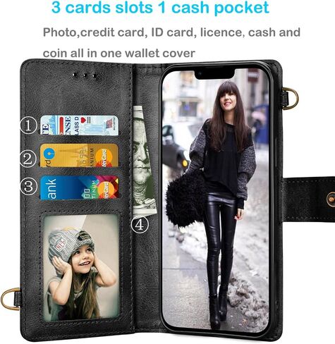 Tekcoo Wallet Case Comaptible with iPhone 13 Pro (6.1 inch) 2021,Crossbody Shoulder [RFID Blocking] Carrying Purse Card Slots Holder Flip PU Leather Cover [Detachable Magnetic Hard Case] - Rose Gold in Saudi Arabia