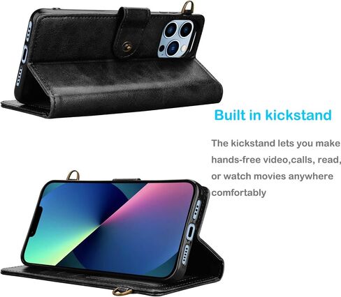 Tekcoo Wallet Case Comaptible with iPhone 13 Pro (6.1 inch) 2021,Crossbody Shoulder [RFID Blocking] Carrying Purse Card Slots Holder Flip PU Leather Cover [Detachable Magnetic Hard Case] - Rose Gold in Saudi Arabia