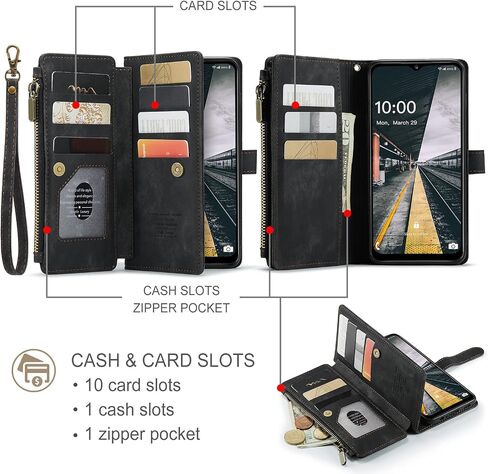 Asuwish Phone Case for Samsung Galaxy A13 4G/5G Wallet Cover and Tempered Glass Screen Protector Leather Flip Credit Card Holder Stand Cell Accessories Gaxaly A04s M13 G5 A 13 LTE 13A 2022 Women Black in Saudi Arabia