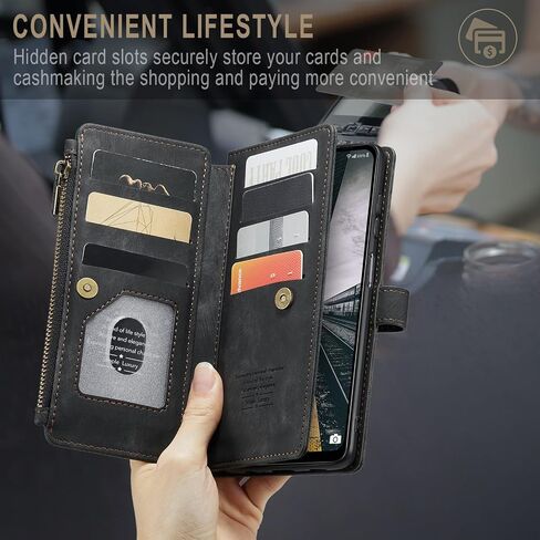 Asuwish Phone Case for Samsung Galaxy A13 4G/5G Wallet Cover and Tempered Glass Screen Protector Leather Flip Credit Card Holder Stand Cell Accessories Gaxaly A04s M13 G5 A 13 LTE 13A 2022 Women Black in Saudi Arabia