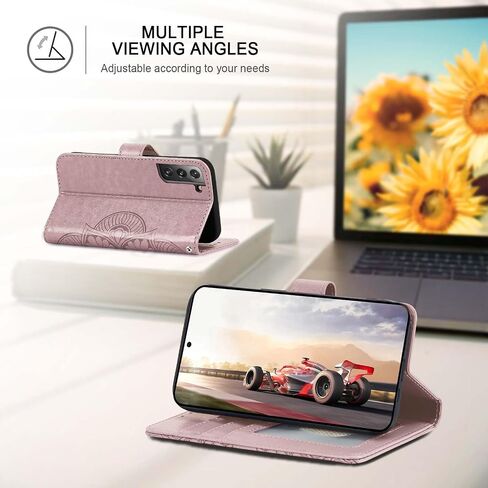 Galaxy S22+ Plus Wallet Case,[RFID Blocking] 3 Card Holder Stand with Credit Card Slot PU Leather Magnetic Protective Flip Cover for Galaxy S22 Plus(Rose Gold) in Saudi Arabia