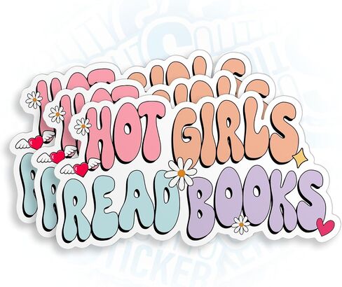 (3Pcs) Hot Girls Read Books Sticker Kindle Stickers Book Vintage Retro Groovy Feminist 3" Vinyl Die-Cut Stickers for Book Hard Hat Water Bottle Laptop Helmet Aesthetic Decoration Stuff Gifts 3 Inches in Kuwait