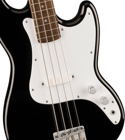 Squier Squier Sonic Bronco Bass، القطب الشمالي الأبيض، حزمة لوحة أصابع القيقب مع حزام جيتار بشعار Fender أسود، Fender 12-Pack Celluloid Picks، وكابل أداة مستقيمة/زاوية in Saudi Arabia
