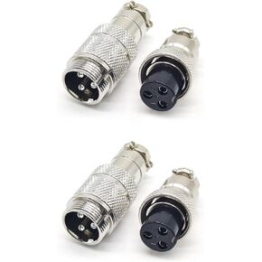 2PCS GX16 Aviation Connector 3 Pin, GX16 Docking Style Circular Adapter Male Female Plug Socket GX16 Metal Female Male Panel Mount Connector for Power Connection