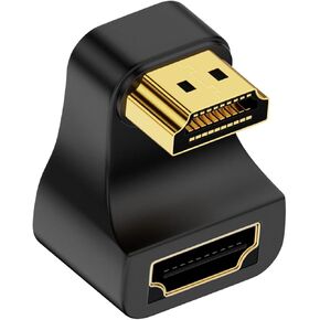 Poyiccot 8K HDMI U Shape Adapter, 180 Degree HDMI Adapter, Down Angle HDMI 2.1 Extender Adapter 48Gbps HDMI Male to Female Extension Adapter with LED Indicator for HDTV, PS5, Laptop, 1pack