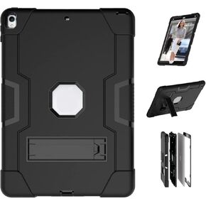 Jaorty Case Designed for iPad Air 3 10.5" 2019,iPad Pro 10.5 inch 2017 Case,3 in 1 Hybrid [Soft&Hard] Heavy Duty Rugged Stand Cover Shockproof Anti-Slip Anti-Scratch Full-Body Protective Case,Pink