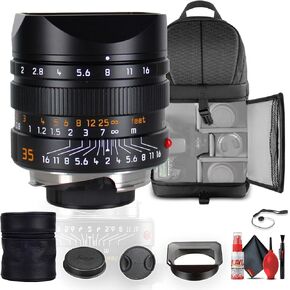 Leica APO-Summicron-M 35mm f/2 ASPH Lens Bundle Including: Backpack, Full Cleaning Kit, Leather Lens Pouch, Front and Rear Lens Caps, Metal Lens Hood, Lens Cap Keeper