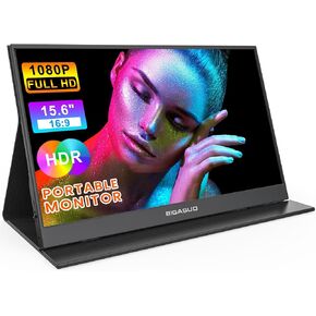 شاشة BIGASUO المحمولة، شاشة كمبيوتر محمول 15.6 بوصة 1080 بكسل FHD USB-C HDMI IPS شاشة كمبيوتر محمول HDR، شاشة ألعاب نحيفة للغاية مع غطاء ذكي ومكبرات صوت، لأجهزة الكمبيوتر المحمول، والكمبيوتر الشخصي، والهاتف، وMac، وXbox، وPS4/5، والتبديل in Kuwait