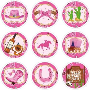 180pcs Cowgirl Cowboy Labels Sealing Stickers Round Vinyl Waterproof Western Adhesive Stickers Hat Western Girls Sticker for Water Bottles Envelopes Card Gifts Box Decoration Label Decals