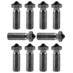 DWEII 10PCS 3D Hardened Steel Volcano Nozzle M6 Thread Nozzles 0.2, 0.3, 0.4, 0.5, 0.6, 0.8, 1.0MM M6 Printed Head for 1.75mm Filament
