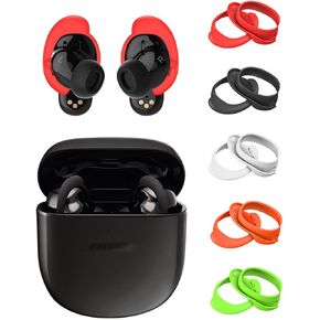 ALXCD Earhooks Compatible with Bose QuietComfort Earbuds II 2022 NEW, 5 Pairs M Size Soft Silicone Ear Hooks EarFin, Compatible with BOSE QuietComfort Earbuds ii 2022, Black/White/Red/Orange/Geen