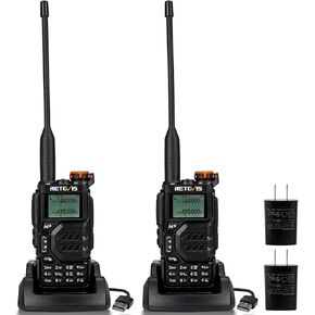 Retevis RA79 Ham Radio, Dual Band Two Way Radio, Long Range Rechargeable Walkie Talkies with Speaker Mic, AM Aviation Band Reception, NOAA, VFO, USB-C, Emergency Alarm, Portable Handheld Radio 2 Pack