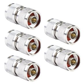 N Type Adapter Male to Male Coax Cable Connector Barrel Connectors Double Male Plug Pack of 5