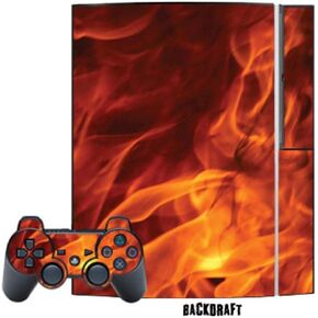 Mightyskins Protective Skin Decal Cover Sticker Compatible with Playstation 3 Console + Two PS3 Controllers - Back Draft
