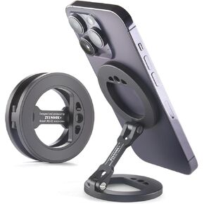 Double Magnetic Ring Phone Holder,Attach Your Phone to Iron Object,1/4" Screw Hole,Magnetic Phone Stand Compatiable with iPhone 16 15 14 13 12 Pro Max Series Magsafe Case (MS-01-Black)
