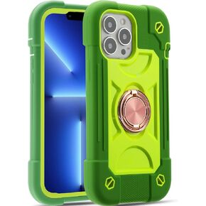 MARKILL Compatible with iPhone 13 Pro Max Case 6.7 Inch with Ring Stand, Heavy-Duty Military Grade Shockproof Phone Cover with Magnetic Car Mount for iPhone 13 Pro Max. (Rainbow Pink)