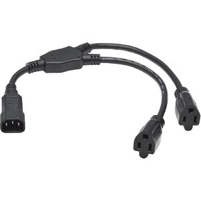Tripp Lite Power Cord Y-Splitter, 18 inches / 45.7 Centimeters, C14 to 2X NEMA 5-15R Outlets, 13 Amps 125V, Manufacturer's Warranty (P002-18N-2R)