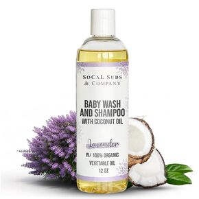 SoCal Suds & Company - 2-in-1 Organic Foaming Shampoo & Body Wash - Gentle for Sensitive Skin Cleansing Botanical Baby Wash Castile Soap - Nourishing Soothing Ingredients Newborn Baby - Lavender, 6oz