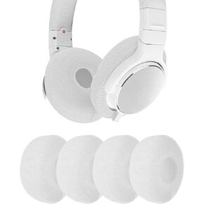 Geekria 2 Pairs Flex Fabric Headphones Ear Covers, Washable & Stretchable Sanitary Earcup Protectors for On-Ear Headset Ear Pads, Sweat Cover for Warm & Comfort (S/White)