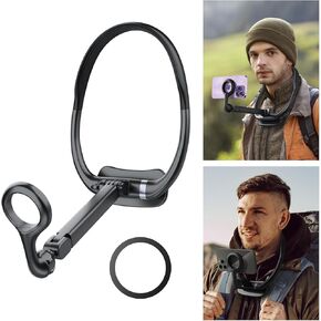 Magnetic Neck Phone Holder Cell Phone Chest Mount Upgraded Long Arm,Hand Free POV/Vlog Around Phone Neck Holder Mount Strap Video Recording for iPhone 15 14 13 12 Seires Android Phones