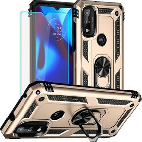 for Moto G Pure Phone Case, Moto G Power 2022 Case with HD Screen Protector, Military Grade Protective Cases with Ring for Moto G Pure (Red)