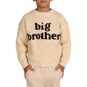 Big Brother Sweater Toddler Boy Letter Embroidery Knit Sweater Baby Crewneck Knitted Sweatshirt Fall Winter Warm Top