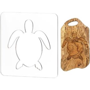 BENECREAT Turtle Clear Acrylic Router Inlay Template, Woodworking Router Template with Protective Film for Creating Unique Inlays in Signs, Charcuterie Boards, 11.8x5inch
