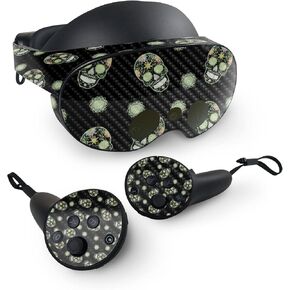 MightySkins Carbon Fiber Skin Compatible with Meta Quest Pro - Nighttime Skulls | Protective, Durable Textured Carbon Fiber Finish | Easy to Apply, Remove, and Change Styles | Made in The USA