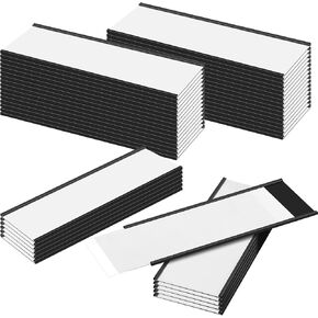 Gueevin 50 Pcs Magnetic Label Holders 3 x 8 Inch Magnetic C Channel Label Holders Data Magnetic Card Holders with Plastic Protectors and Replacement Strips for File Cabinet Shelf Bin Whiteboard