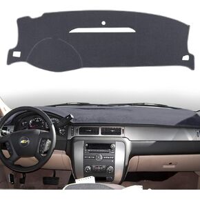 HanLanKa Dashboard Cover Dash Mat Compatible with 07-14 Chevy Tahoe Suburban Denali Avalanche GMC Yukon/XL,07-13 Chevy Silverado Sierra Without Dash Speaker and Only One Glove Box(Airbag box can open)