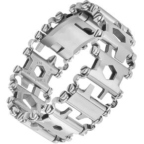 29 in 1 Multitools Stainless Steel Tool Wearable Bracelet for Men Compatible for Apple Watch Ultra 1&2, Survival Camping Travel Multitools Watch Band, Silver