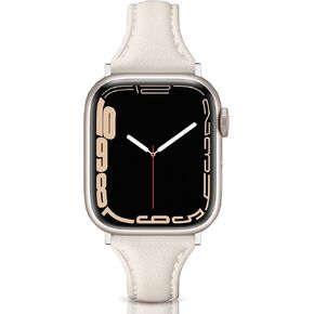 Eyamumo Leather Band Compatible for Apple Watch Band 38mm 40mm 41mm, Slim Thin Elegant Genuine Leather Strap Compatible for iWatch Series 9, 8, 7, 6, 5, 4, 3, 2, 1, SE, Sport & Edition for Women