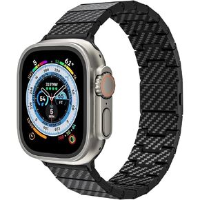 LULULOOK Band for Apple Watch Ultra 2 Ultra 49/46/45/44/42mm, 100% Pure Carbon Fiber Band with Dual Magnetic Clasp for iWatch Ultra 2 Ultra Series 10/9/8/7/6/SE/5/4/3/2/1