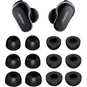 BLUEWALL Foam Ear Tips Compatible with Bose QuietComfort Earbuds II, S/M/L Sizes Fit in Case Soft Memory Foam Tip Replacement Eartips Foam Compatible with QuietComfort Earbuds ii 6 Pairs Black