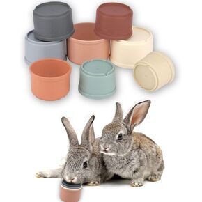 SAVITA 8pcs Stacking Cups for Rabbits, Multicolored Rabbit Stacking Cups Toy for Bunny Nesting Toy Stackable Rabbit Foraging Toy for Small Animals Bunnies