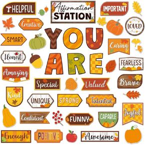 45pcs Space Affirmation Station Bulletin Board Set Motivational Posters Classroom Mirror Growth Mindset Decor Positive Affirmations Accents Cutouts for School Office Home Teacher Wall Supply
