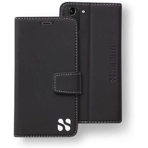 SafeSleeve EMF Protection Anti Radiation Samsung Galaxy Case: Galaxy S22 RFID Card Holder Blocking Wallet, Adjustable Stand Cell Phone Case, Vegan Leather for Women & Men (Black)
