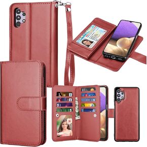 Takfox for Samsung Galaxy A32 5G Case, Galaxy A32 5G Wallet Case, PU Leather with Credit Card Holder Slots Folio Flip Cover Magnetic Detachable Phone Case & Lanyard Kickstand for A32 5G [Rose Gold]