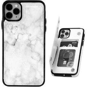 Flip Leather Wallet Case for iPhone 12 Pro/12 - Card Holder Kickstand Phone Case for Women, Personalized Picture Text Double Magnetic Buttons Shockproof Case (Black Leopard - All Black)