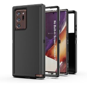 for Galaxy Note 20 Ultra 5G Case, Heavy Duty Protective Case with [3 Layers] Rugged Rubber Shockproof Protection Cover for Samsung Galaxy Note 20 Ultra(Black/Orange)