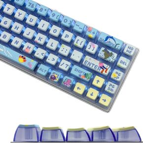 Blue Pudding Keycaps, Dye Sub PBT Keycaps,Custom Keycaps for Mechanical Gaming Keyboard,Shine Through Keycaps,Compatiability for 100%, 95%,80%,75%, 65%, 60% (Snow Mountain)
