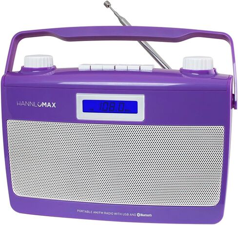 HANNLOMAX HX-500R Portable AM/FM Radio, Bluetooth, USB Port for MP3 Playback, Aux-in, AC/DC Dual Power Source. (Pink) in Saudi Arabia